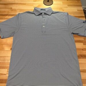 Blue/White mini stripe Turtleson mens polo.  Size : S